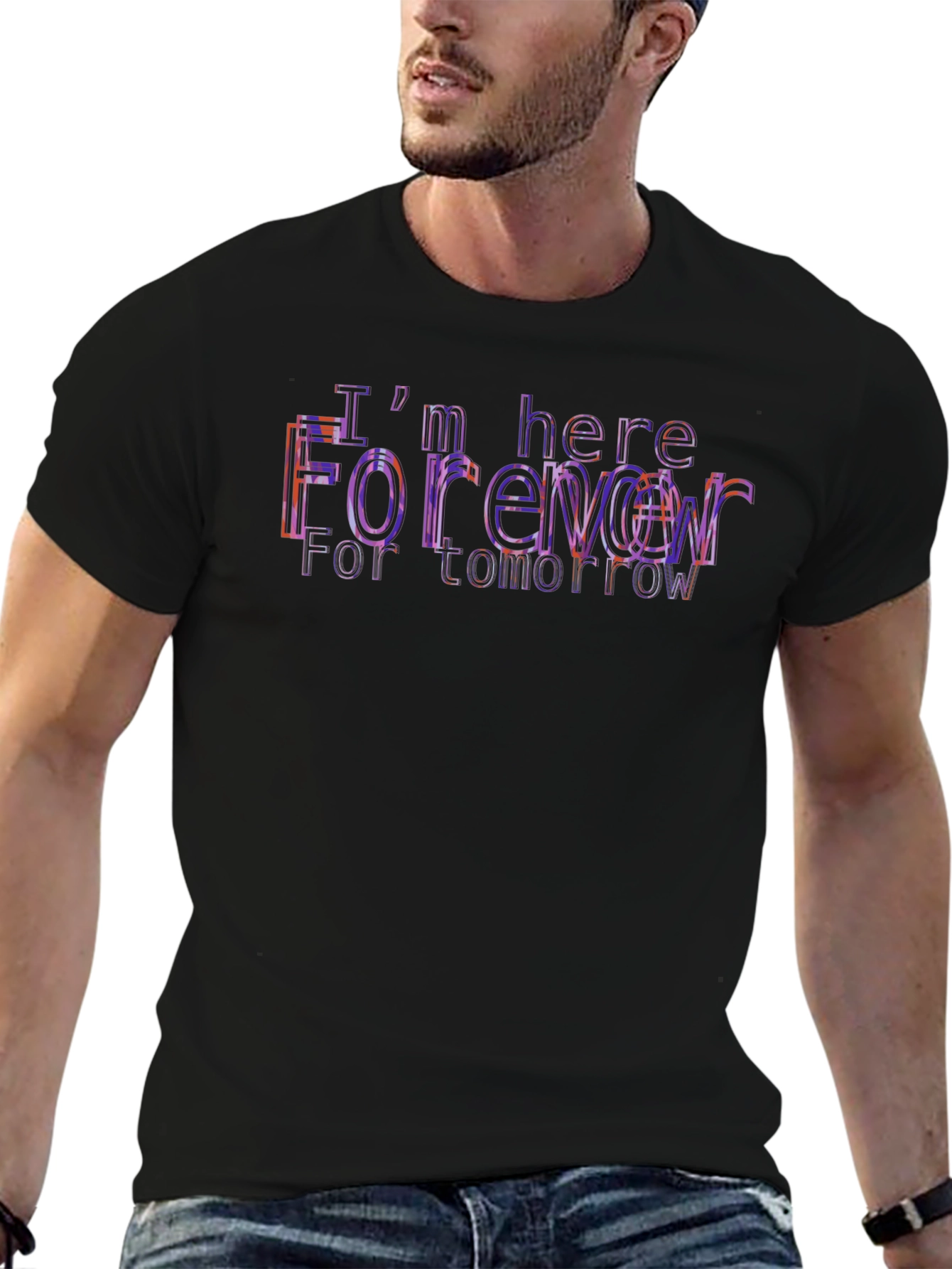 Trendy Black T-Shirt with Forever Graphic Print