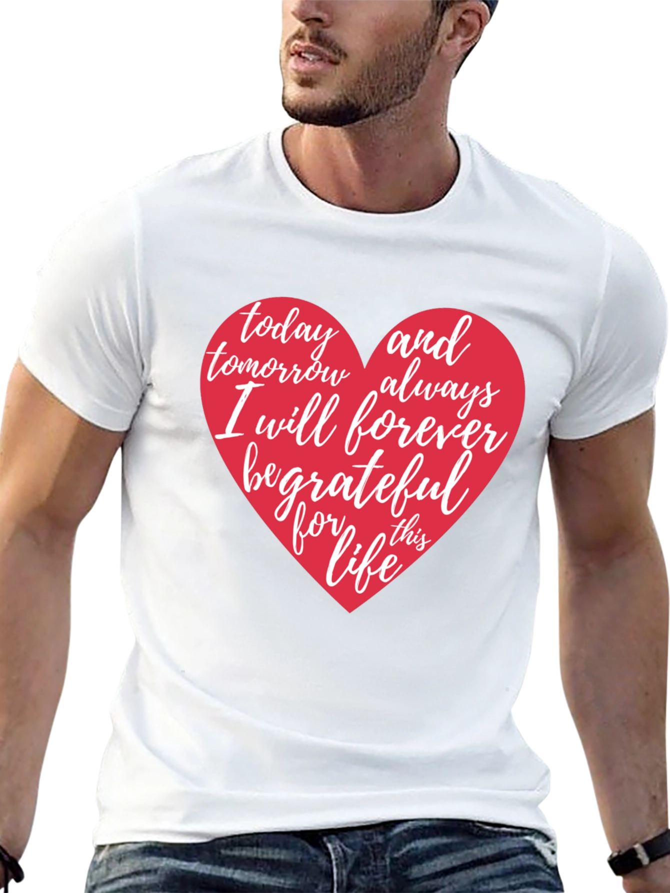 Grateful Life Heart Graphic Tee - Black Cotton Shirt