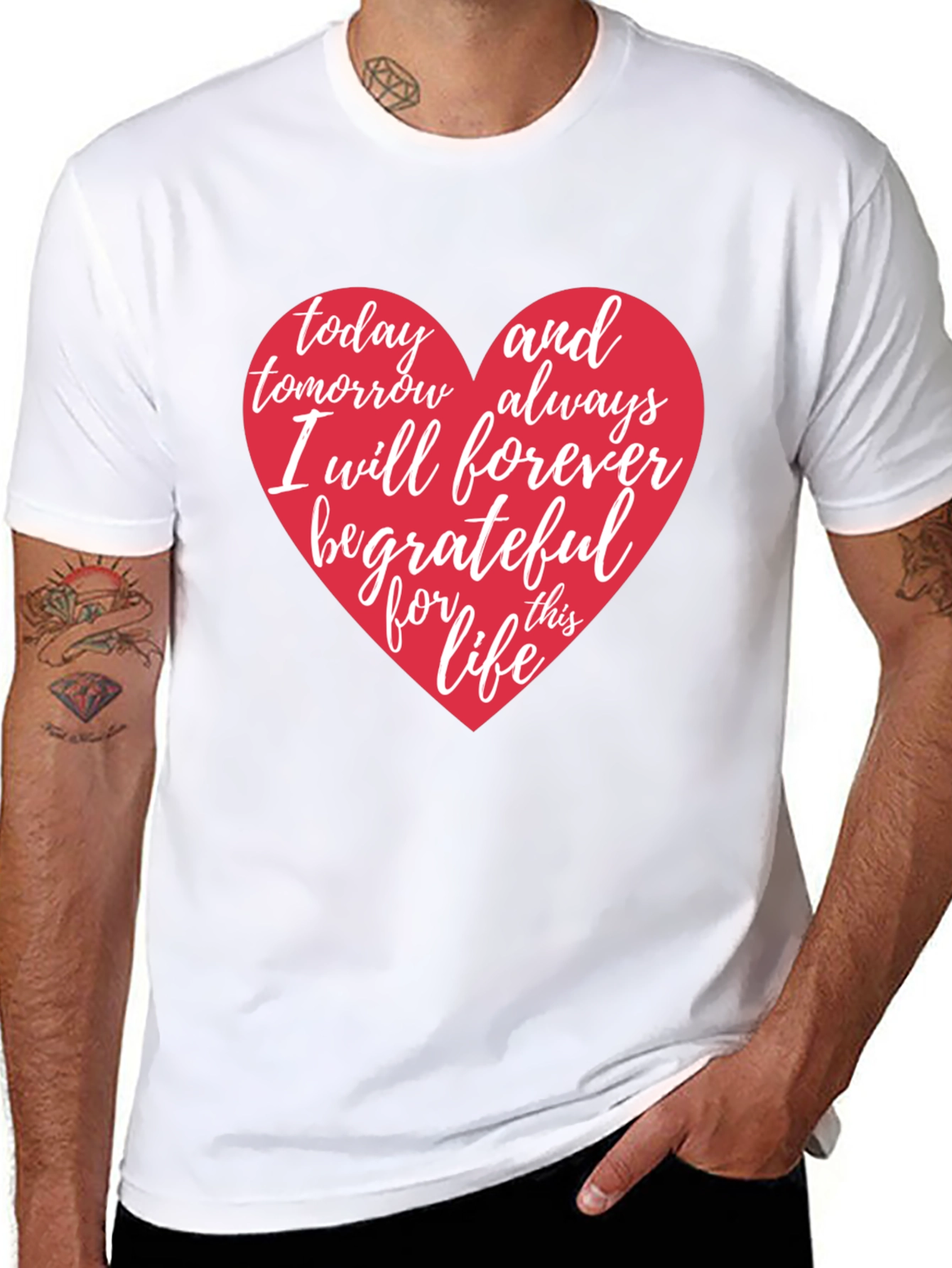 Grateful Life Heart Graphic Tee - Black Cotton Shirt