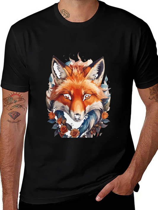 Fox & Floral Graphic Tee - Modern Mens Shirt