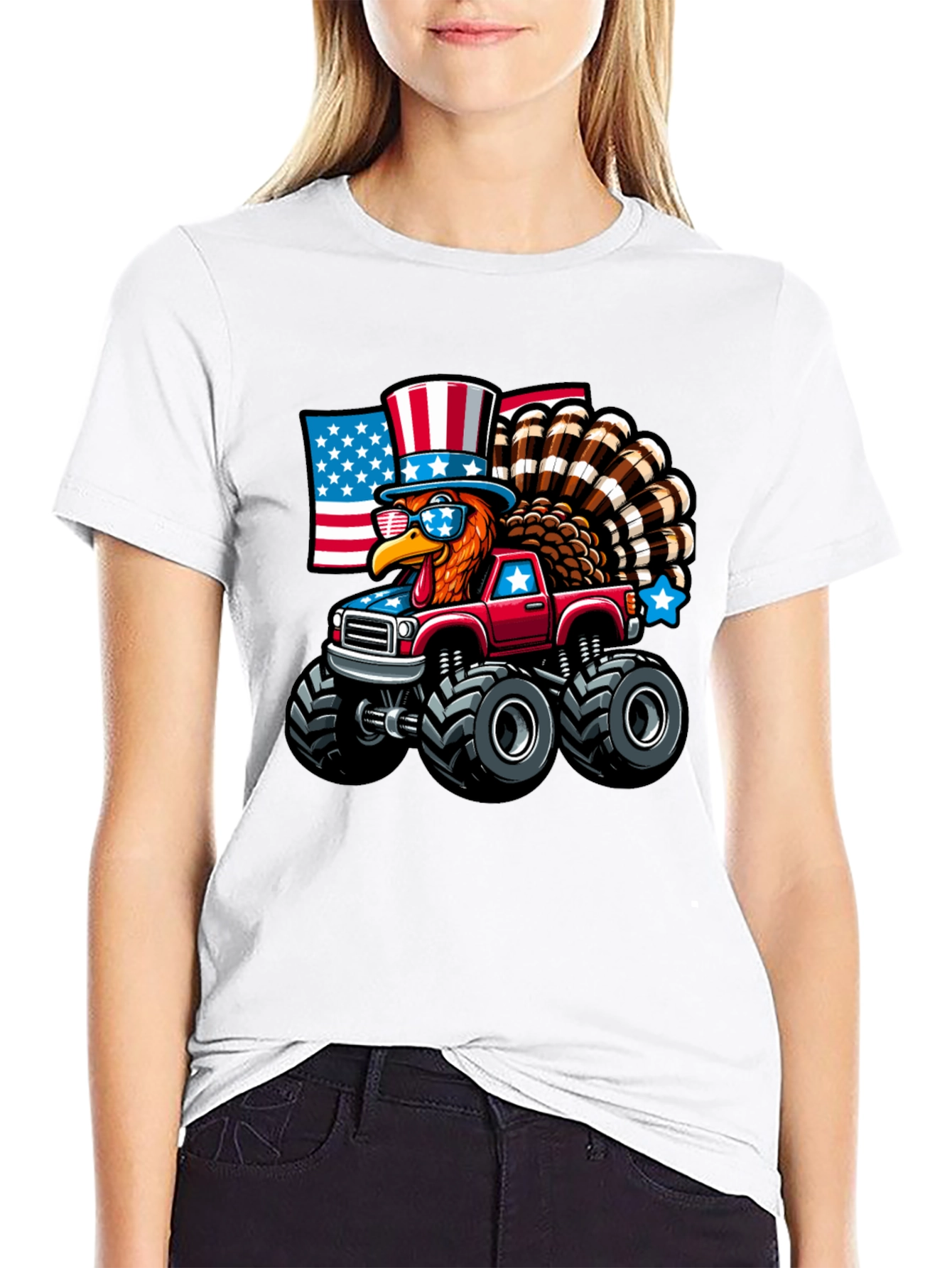 Patriotic Turkey Monster Truck Graphic Tee