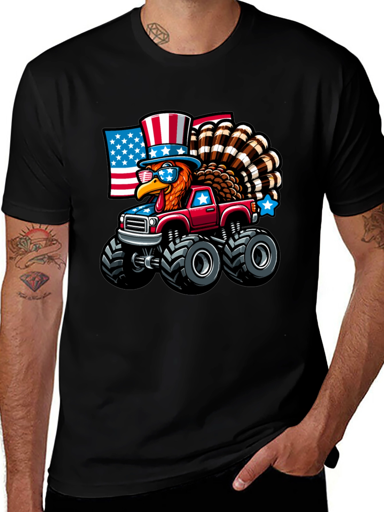 Patriotic Turkey Monster Truck Graphic Tee
