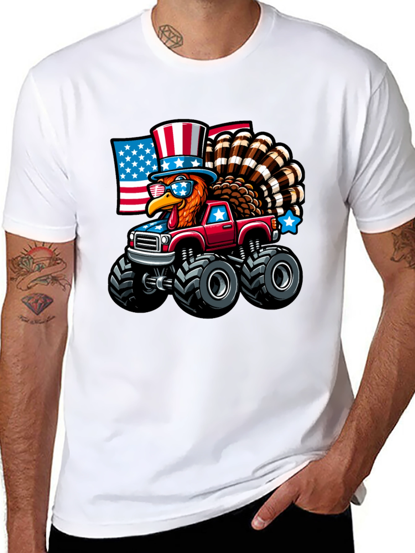 Patriotic Turkey Monster Truck Graphic Tee
