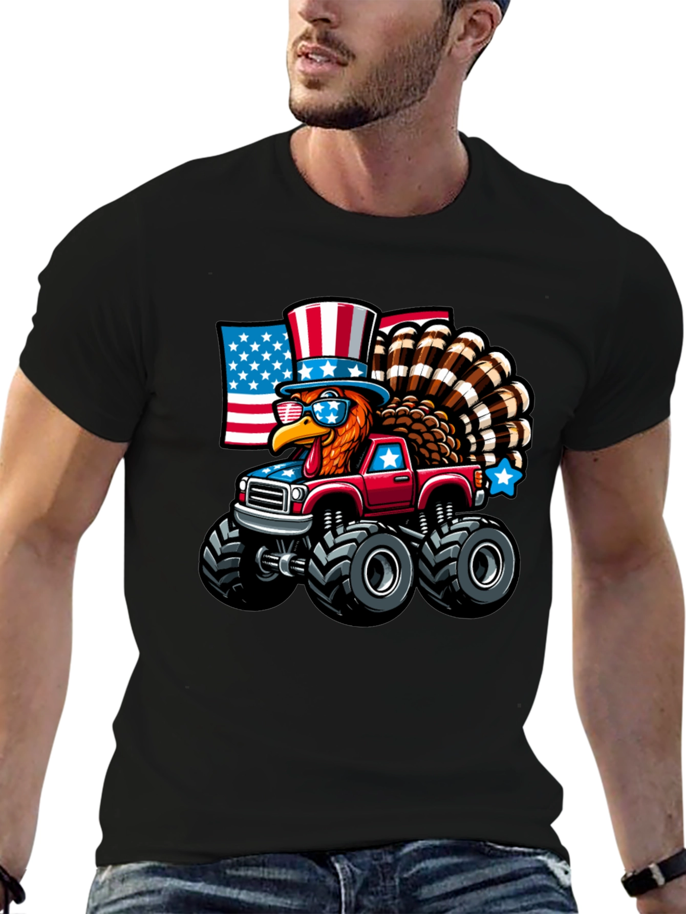 Patriotic Turkey Monster Truck Graphic Tee