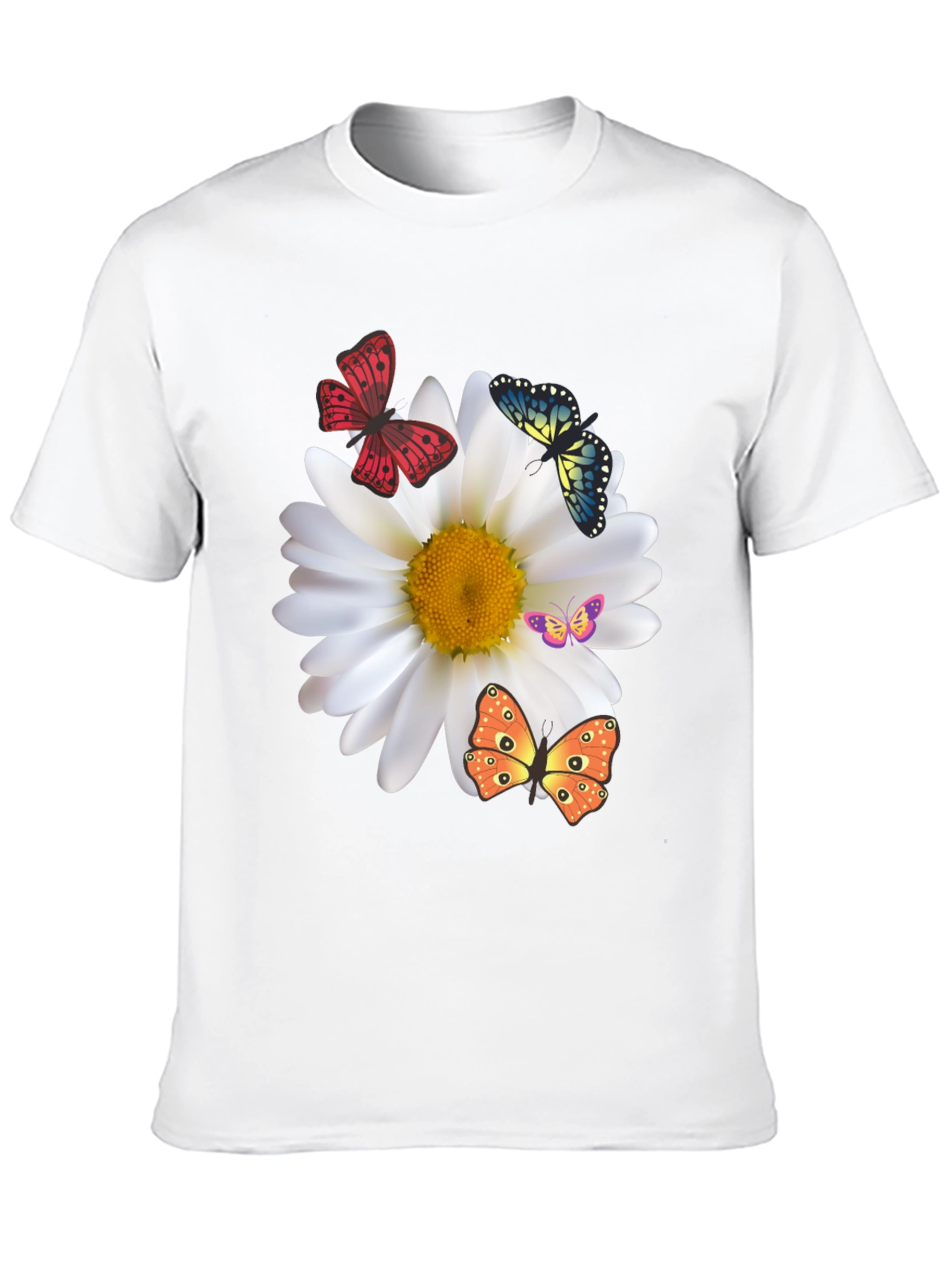 Butterfly Daisy Graphic Tee - Stylish Black T-Shirt