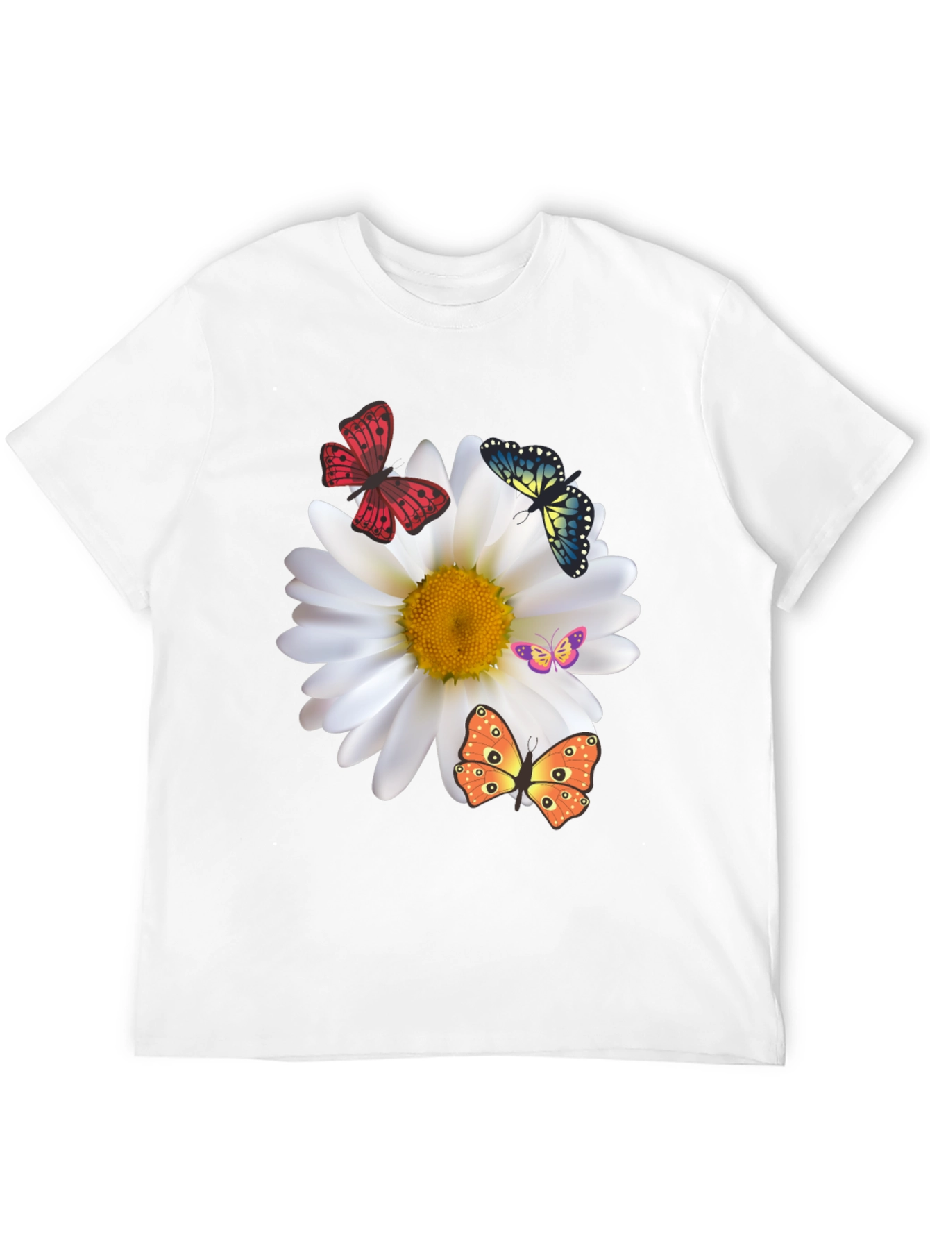 Butterfly Daisy Graphic Tee - Stylish Black T-Shirt
