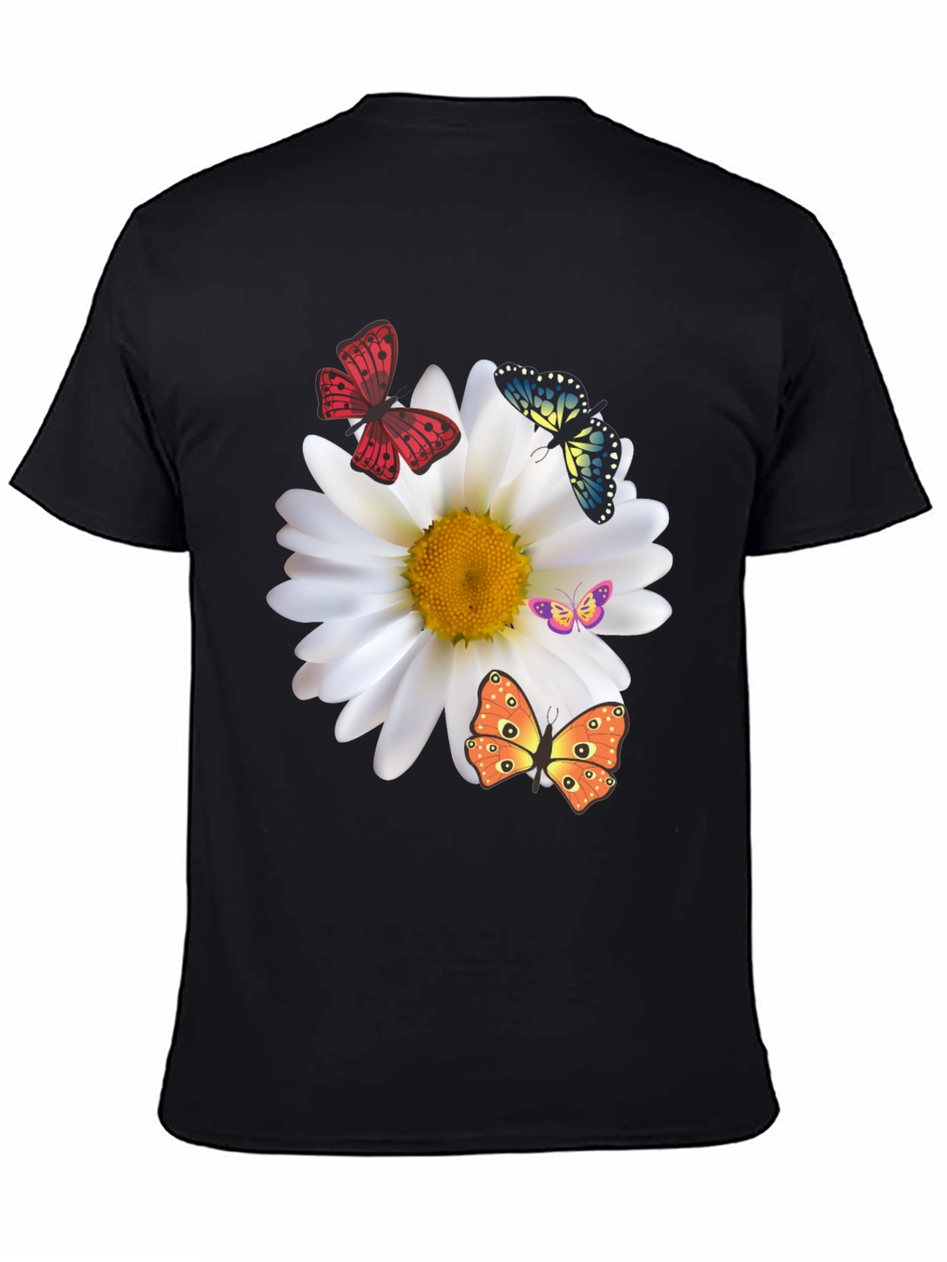 Butterfly Daisy Graphic Tee - Stylish Black T-Shirt