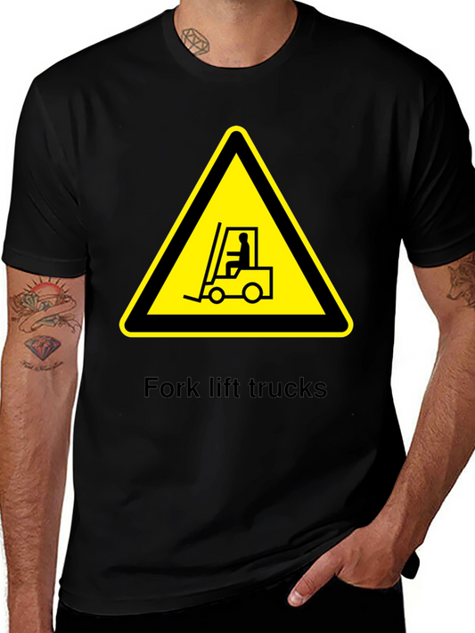 Forklift Warning Sign Black T-Shirt