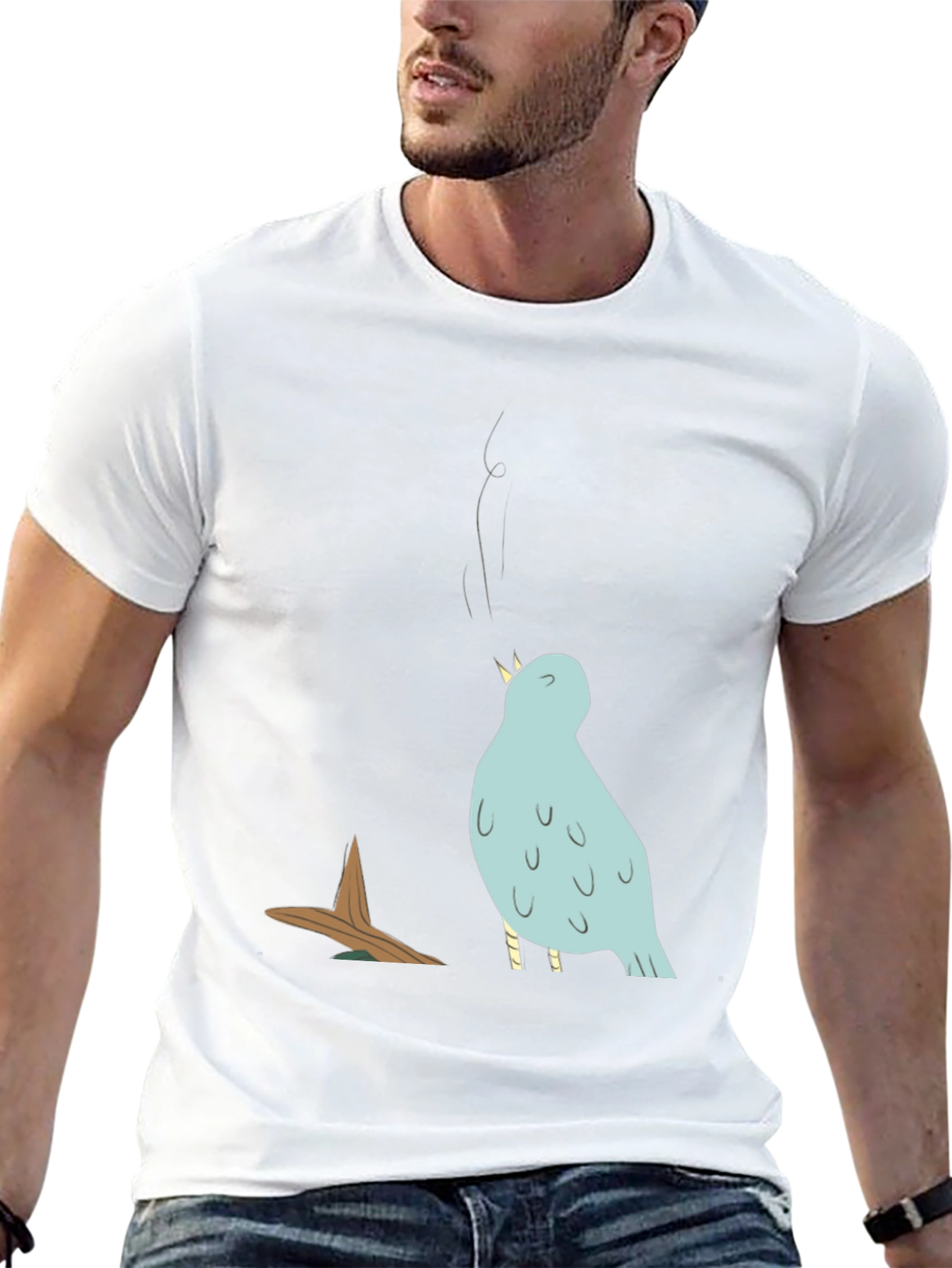 Cartoon Bird T-Shirt - Black Graphic Tee