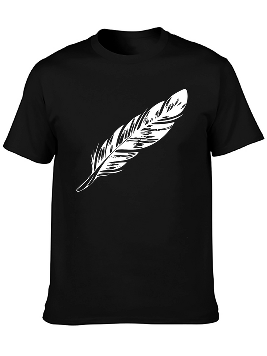 Feather Graphic Print Black T-Shirt