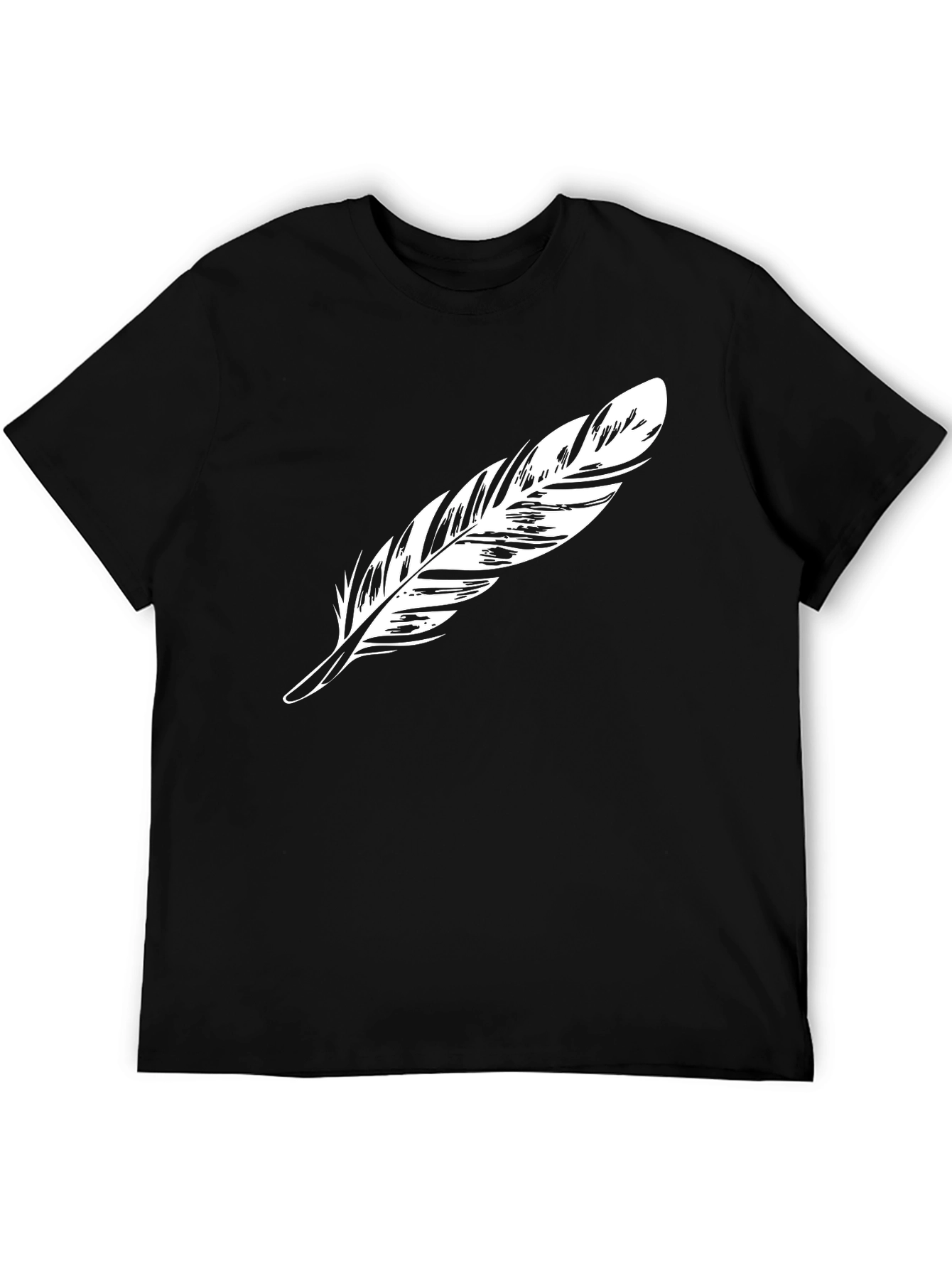 Feather Graphic Print Black T-Shirt