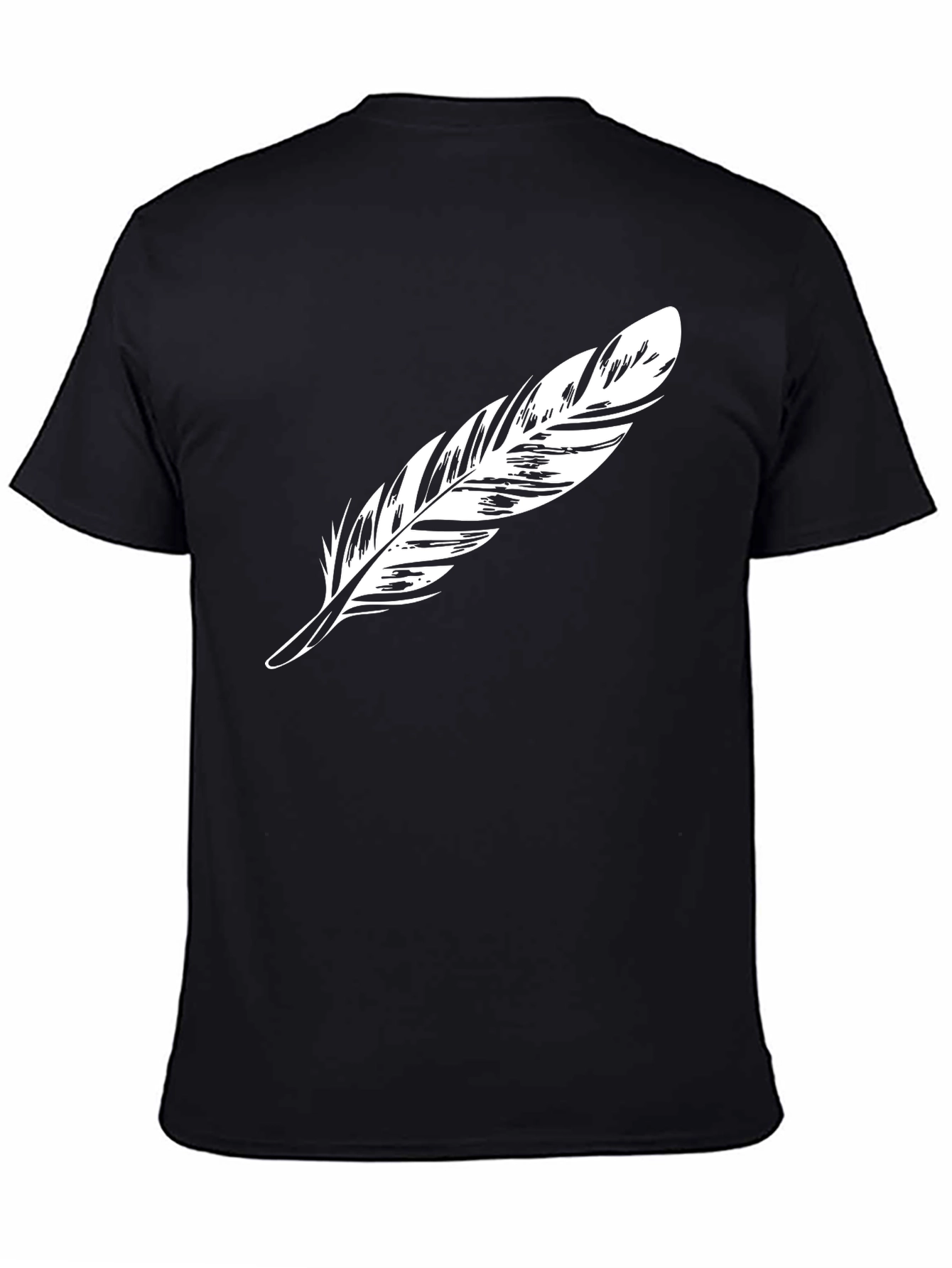 Feather Graphic Print Black T-Shirt