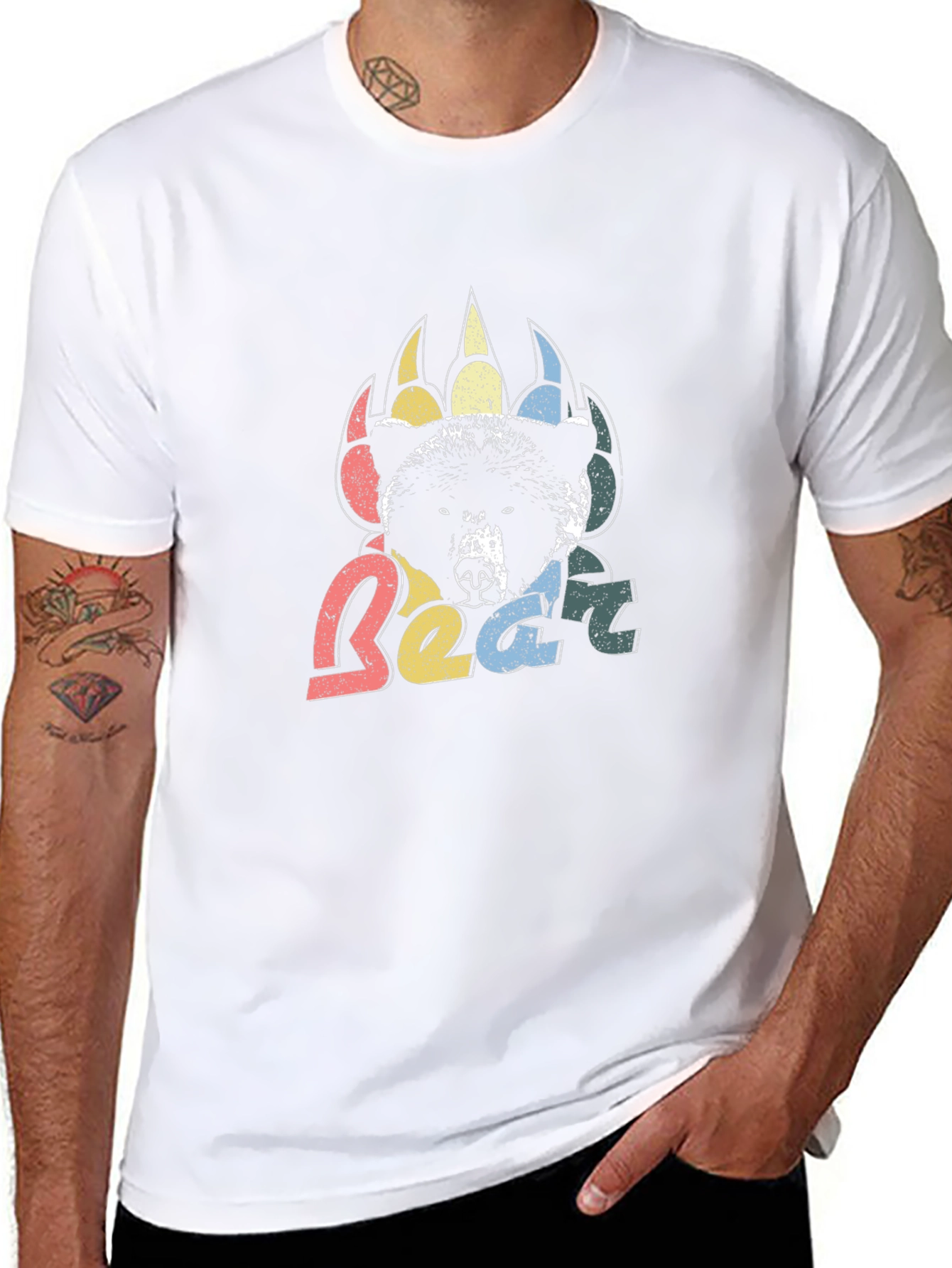 Retro Bear Graphic Tee - Mens Black T-Shirt