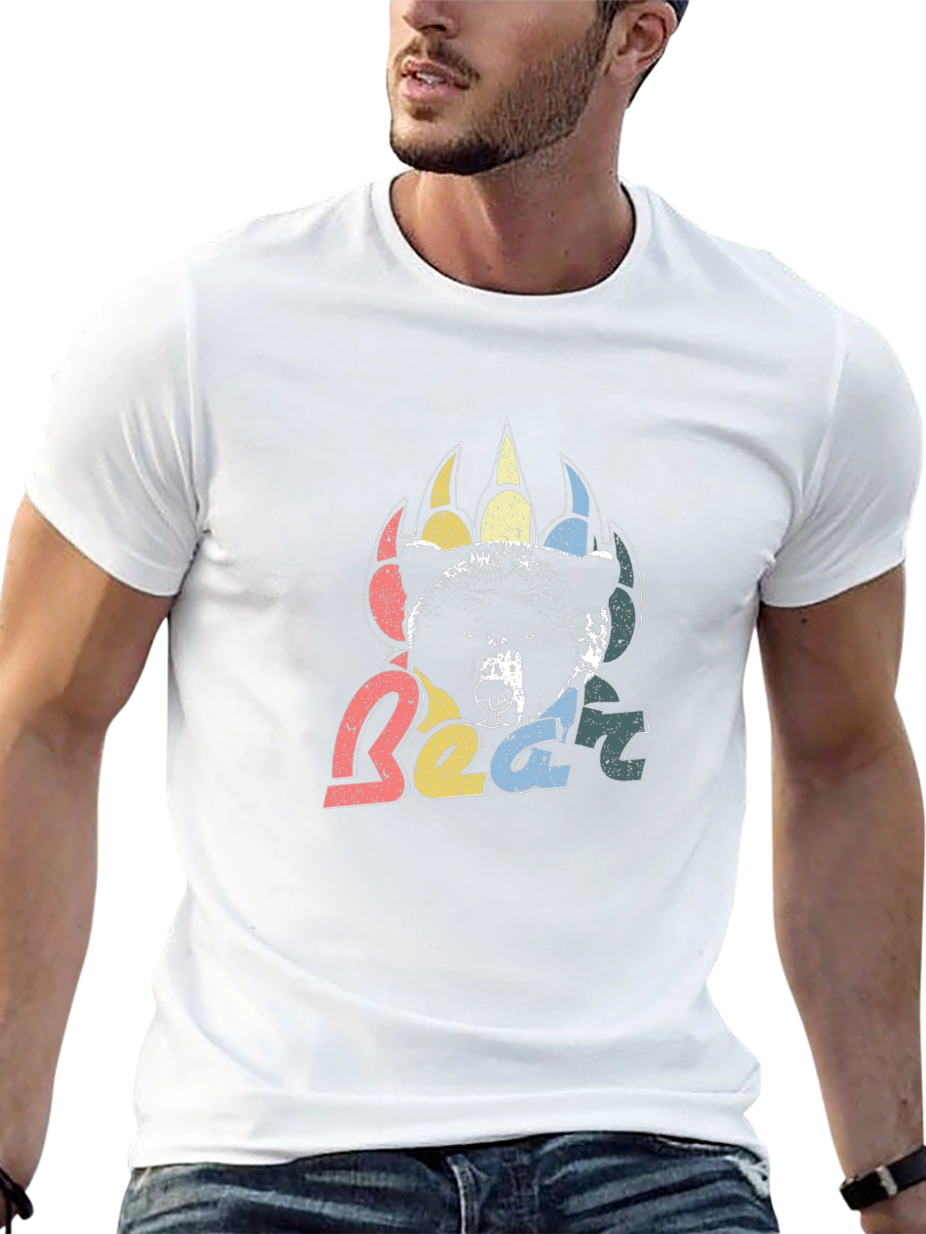 Retro Bear Graphic Tee - Mens Black T-Shirt