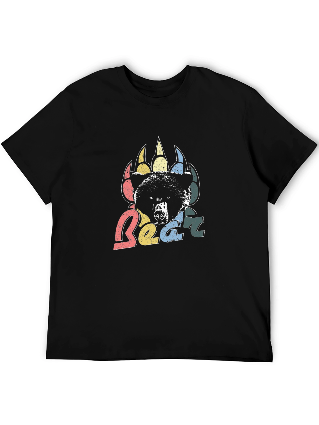 Retro Bear Graphic Tee - Mens Black T-Shirt