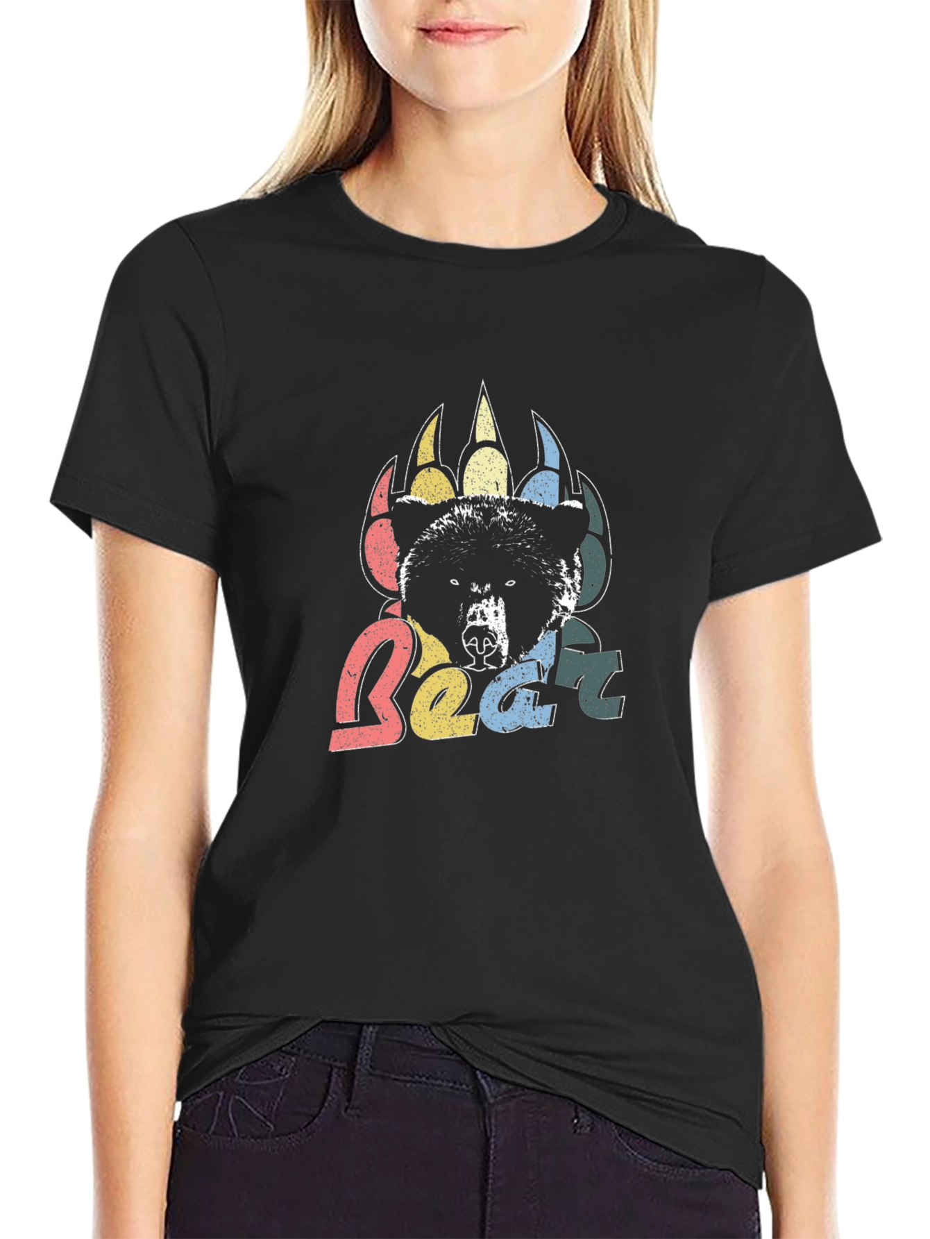 Retro Bear Graphic Tee - Mens Black T-Shirt