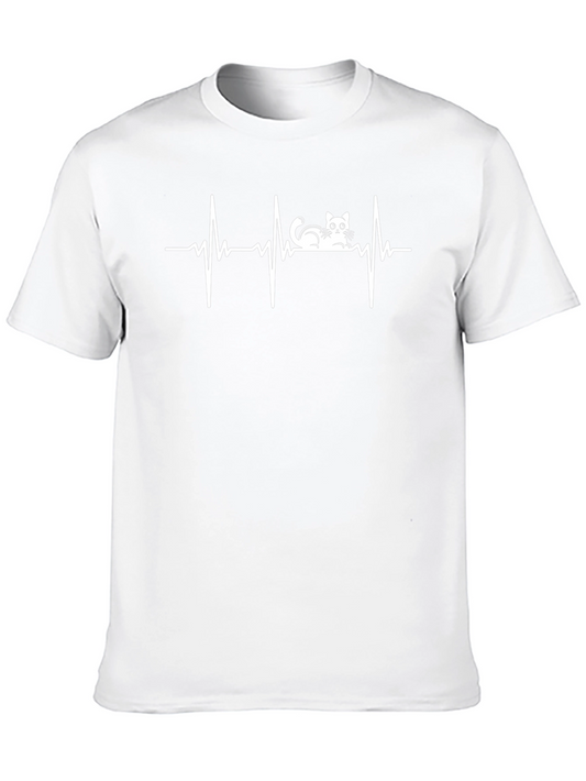 Cat EKG Heartbeat T-Shirt - Funny Pet Lover Tee