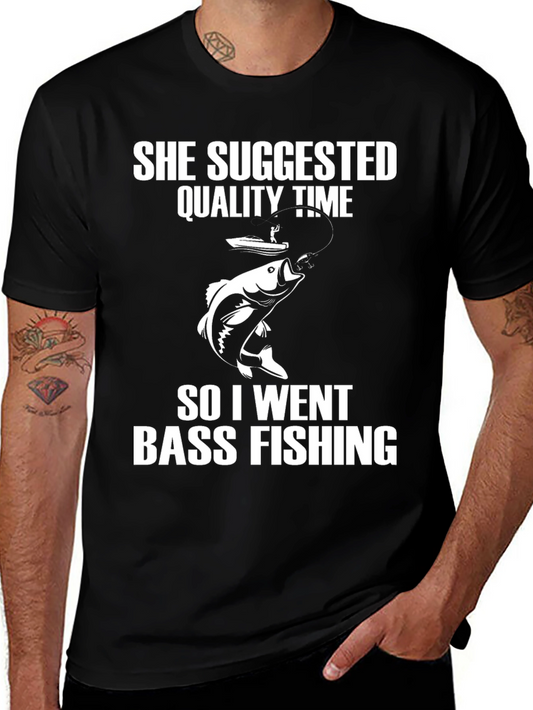 Bass Fishing Quality Time Graphic T-Shirt