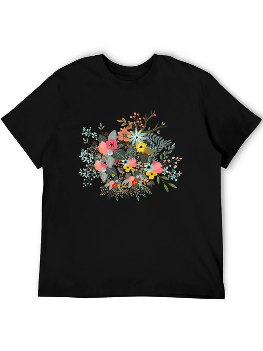 Floral Print Black T-Shirt - Stylish and Comfortable