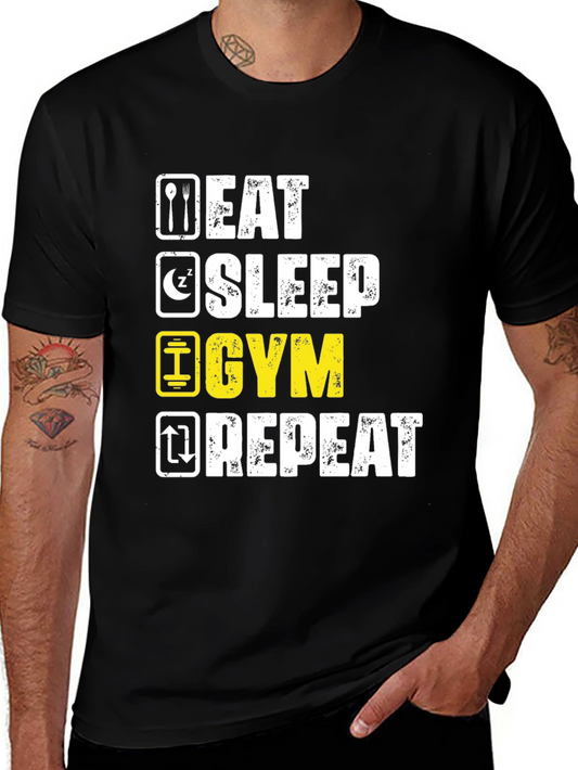 Eat Sleep Gym Repeat Graphic T-Shirt