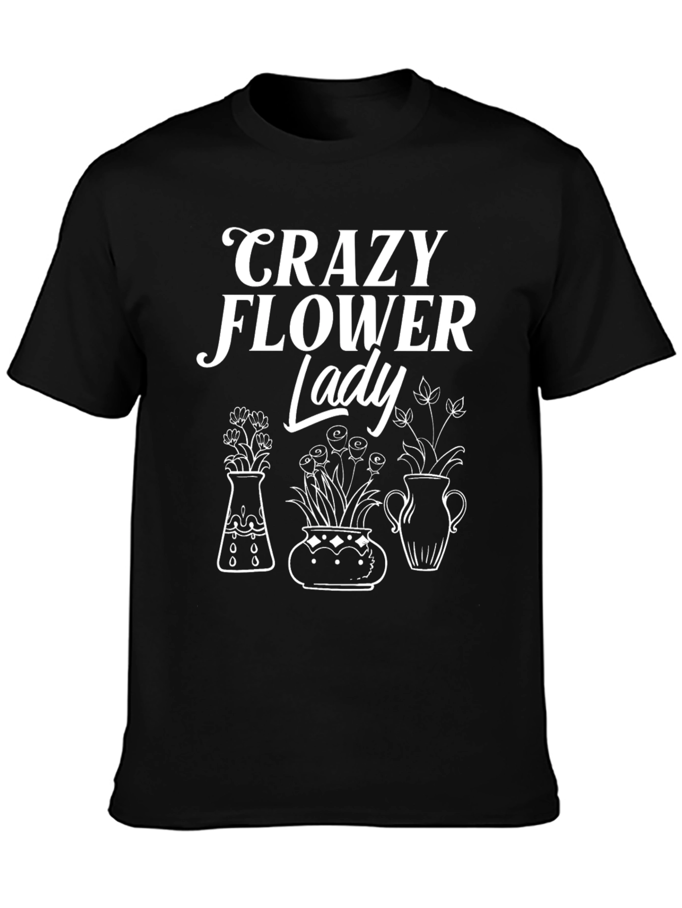 Crazy Flower Lady Graphic T-Shirt
