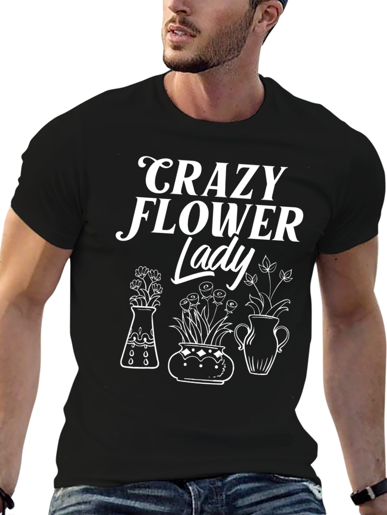 Crazy Flower Lady Graphic T-Shirt