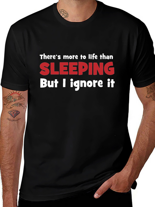 Funny Sleeping Humor Graphic Black T-Shirt