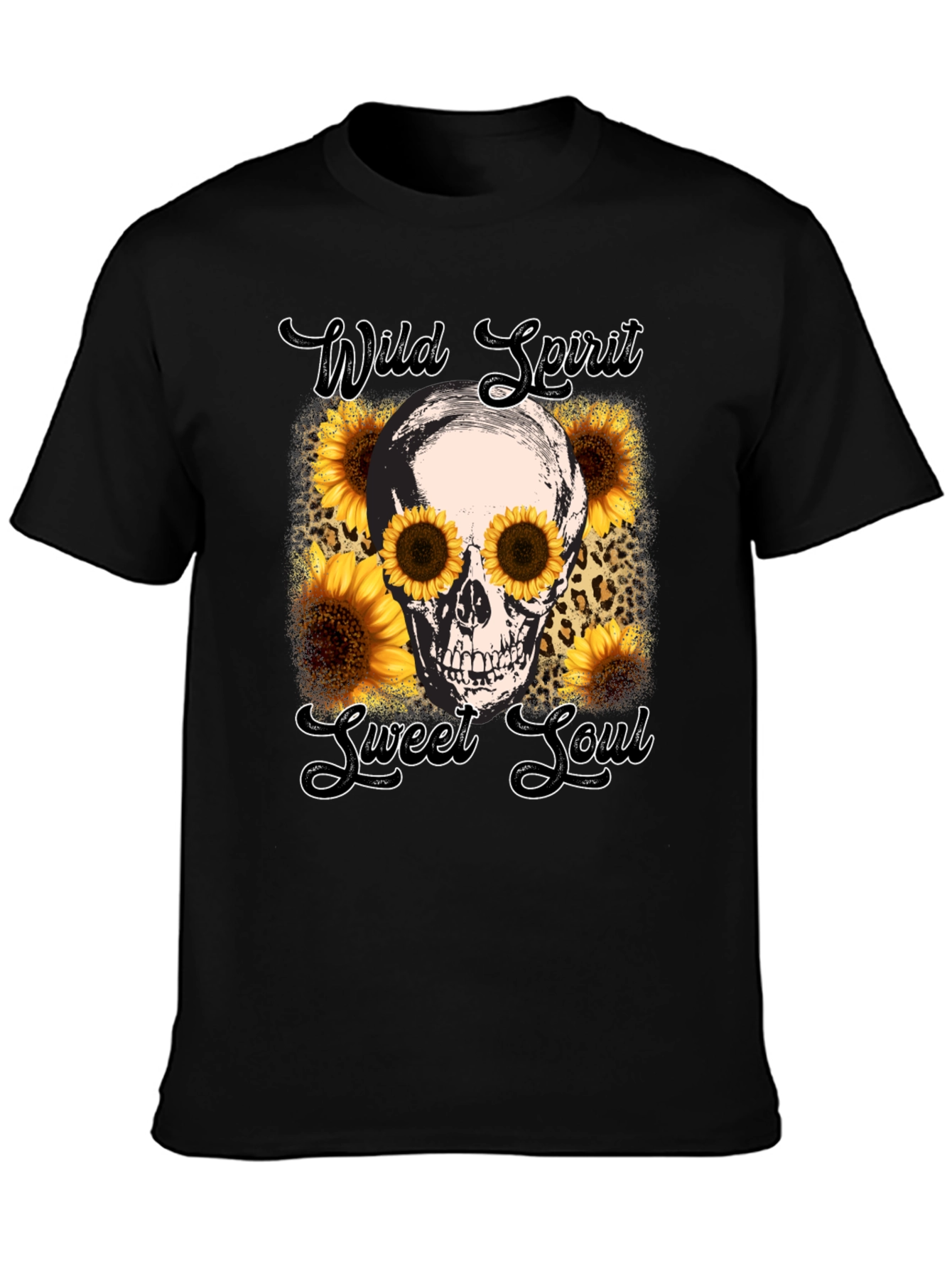 Wild Spirit Skull Sunflower Graphic Tee
