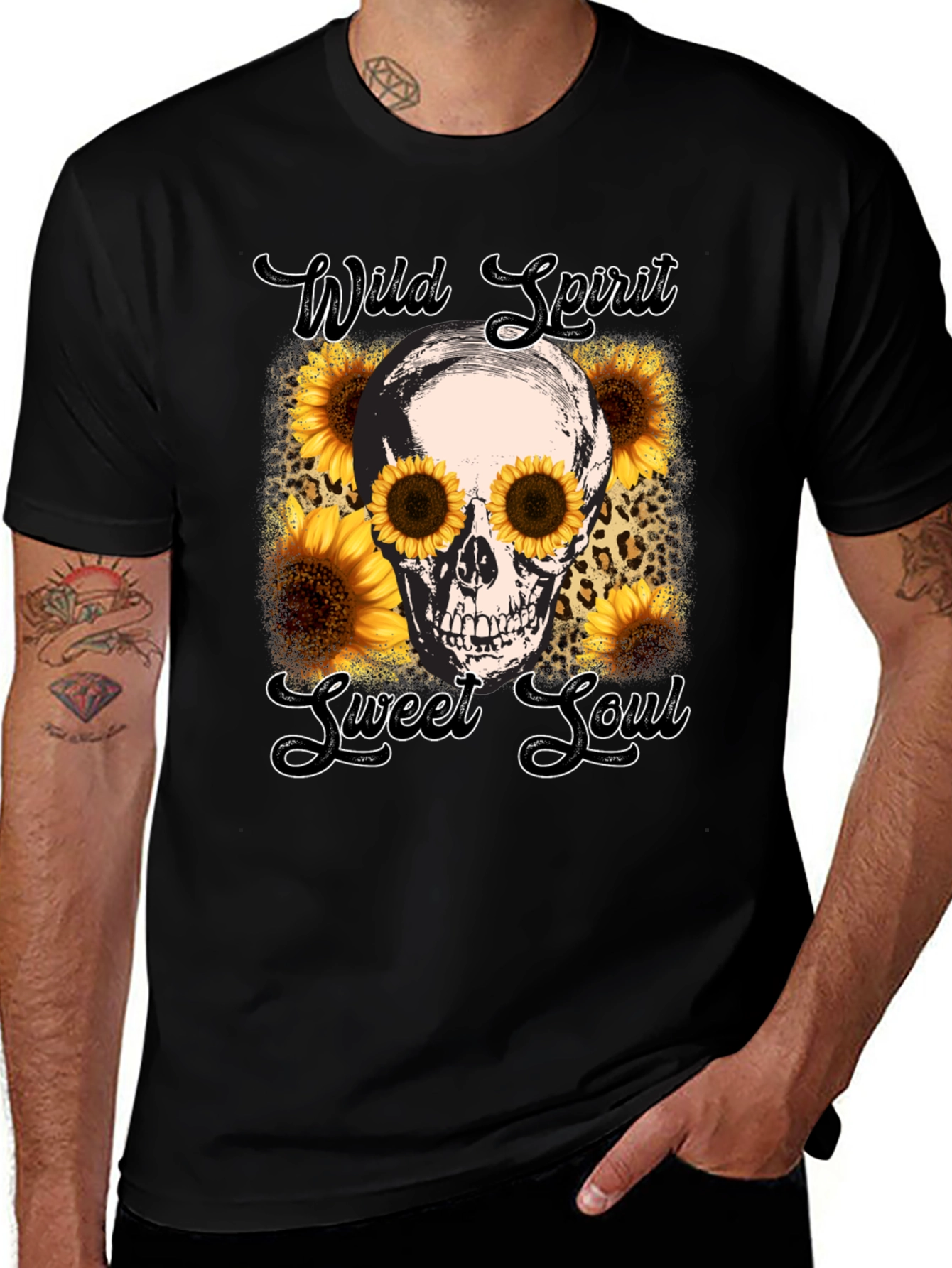 Wild Spirit Skull Sunflower Graphic Tee