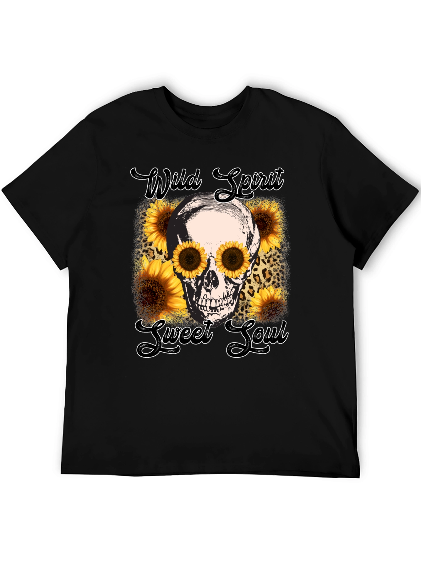 Wild Spirit Skull Sunflower Graphic Tee