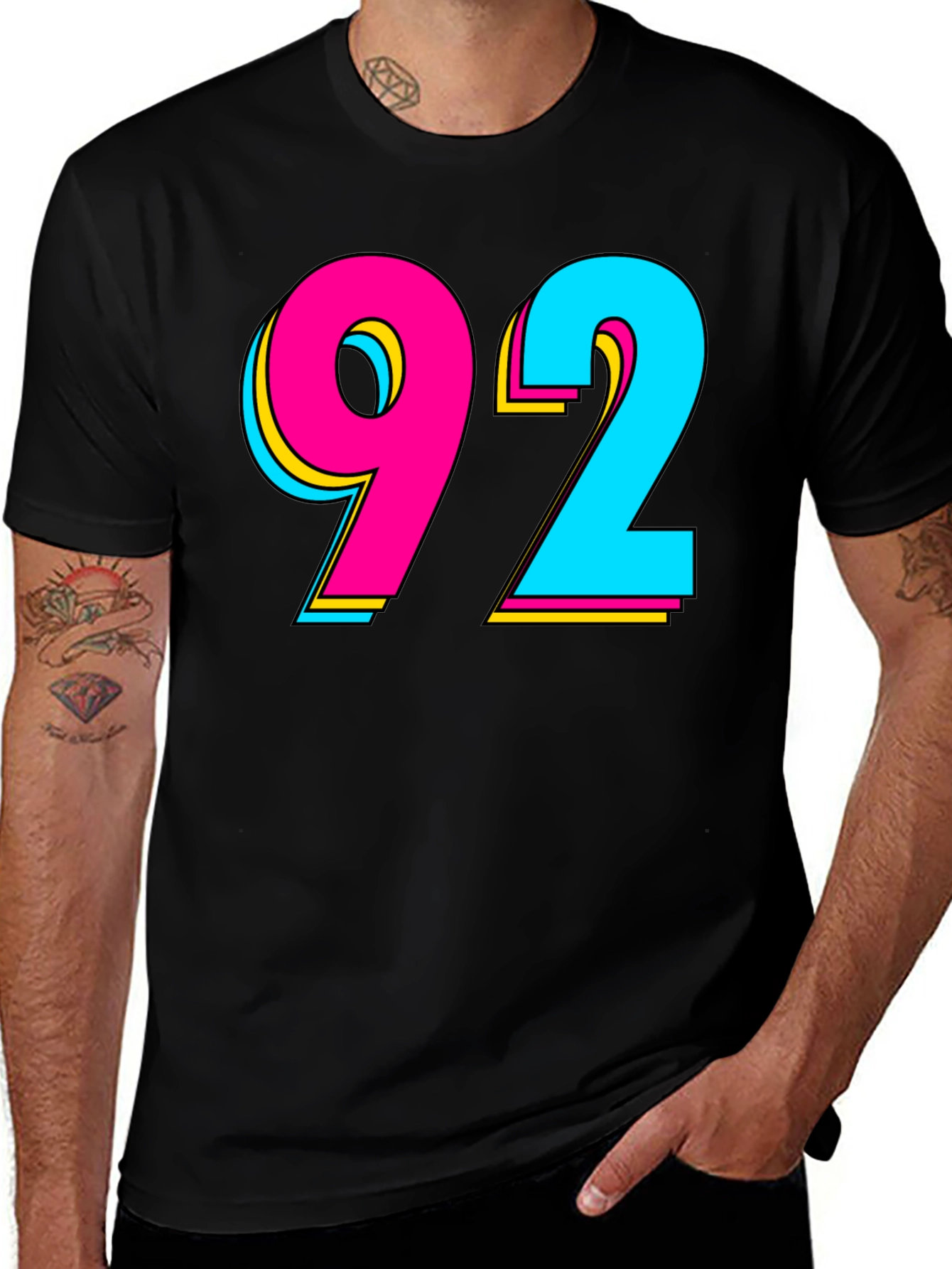 Retro 92 Graphic T-Shirt - Black Cotton Blend