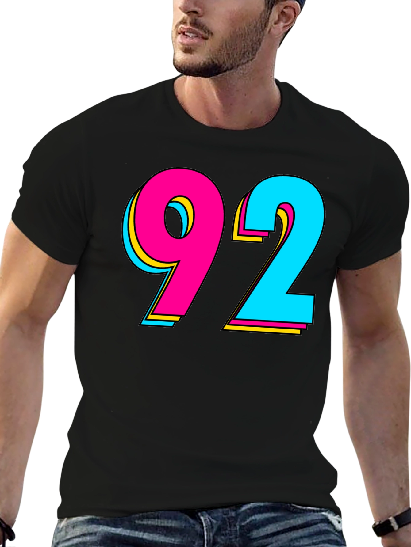 Retro 92 Graphic T-Shirt - Black Cotton Blend