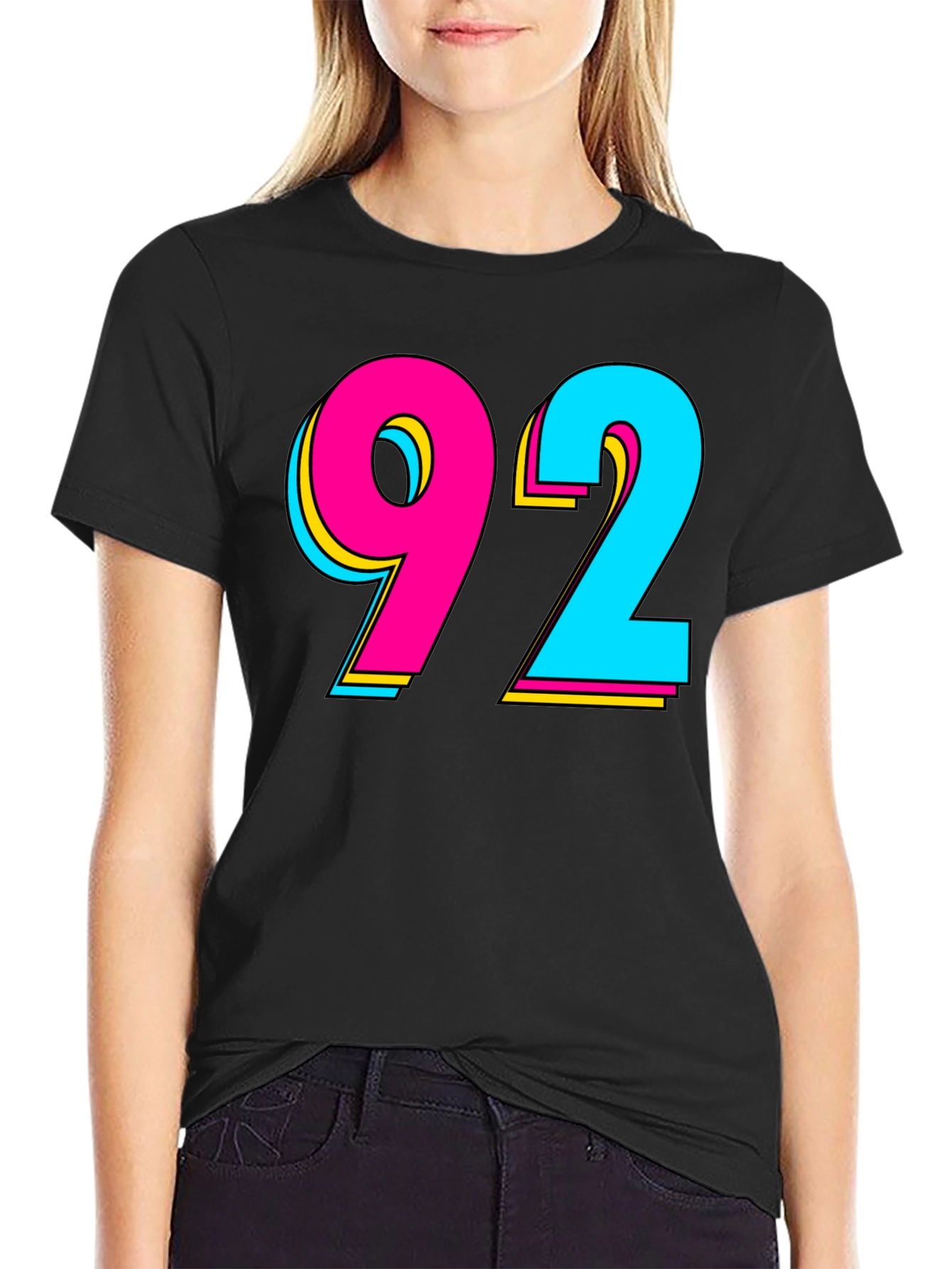 Retro 92 Graphic T-Shirt - Black Cotton Blend