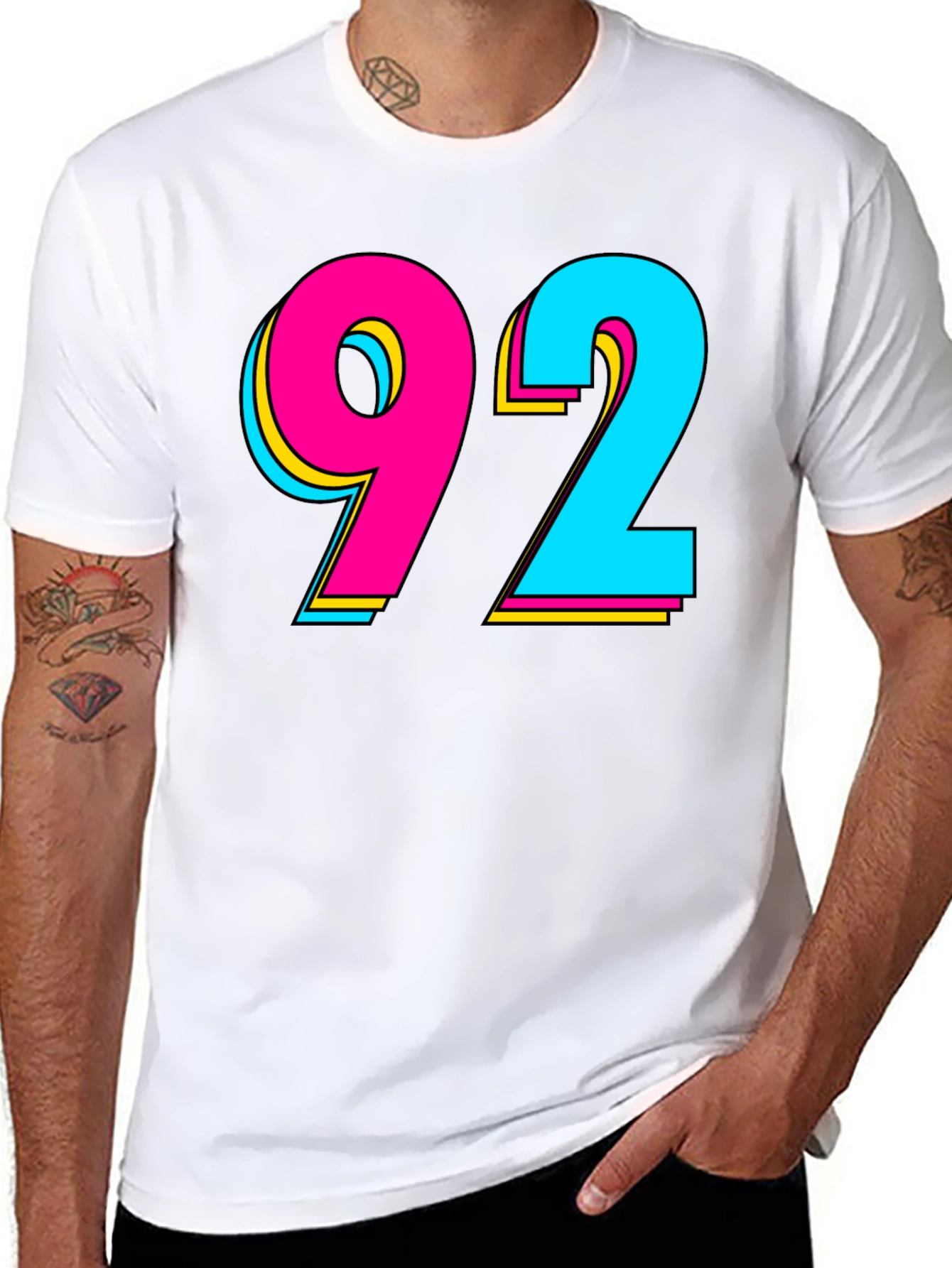 Retro 92 Graphic T-Shirt - Black Cotton Blend