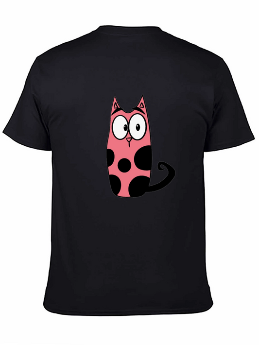 Funny Cartoon Cat Graphic Black T-Shirt