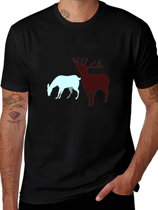 Deer Silhouette Graphic Tee - Mens Black T-Shirt