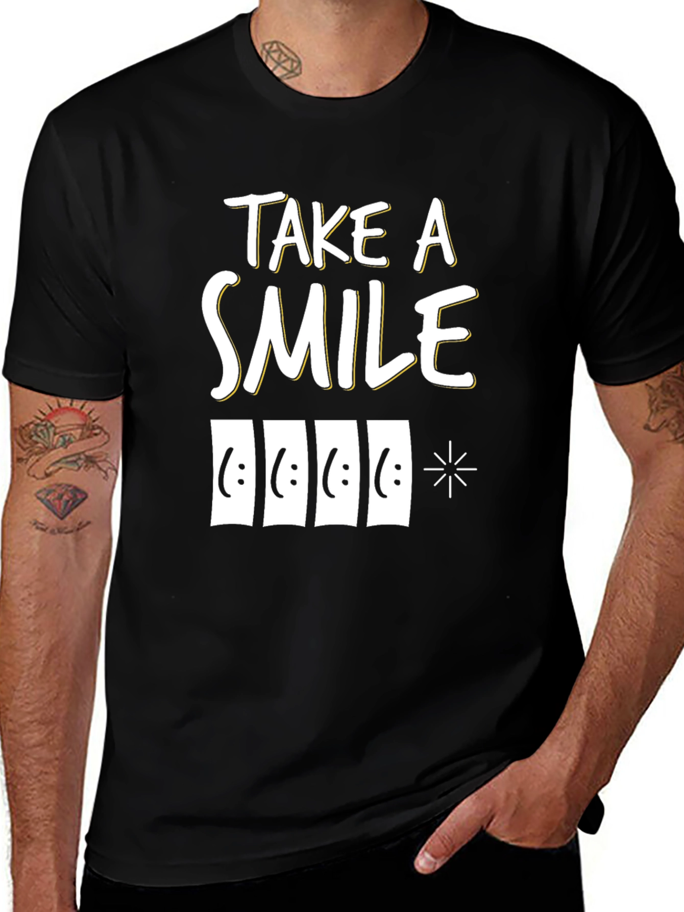 Take a Smile Graphic Tee - Unisex Black T-Shirt