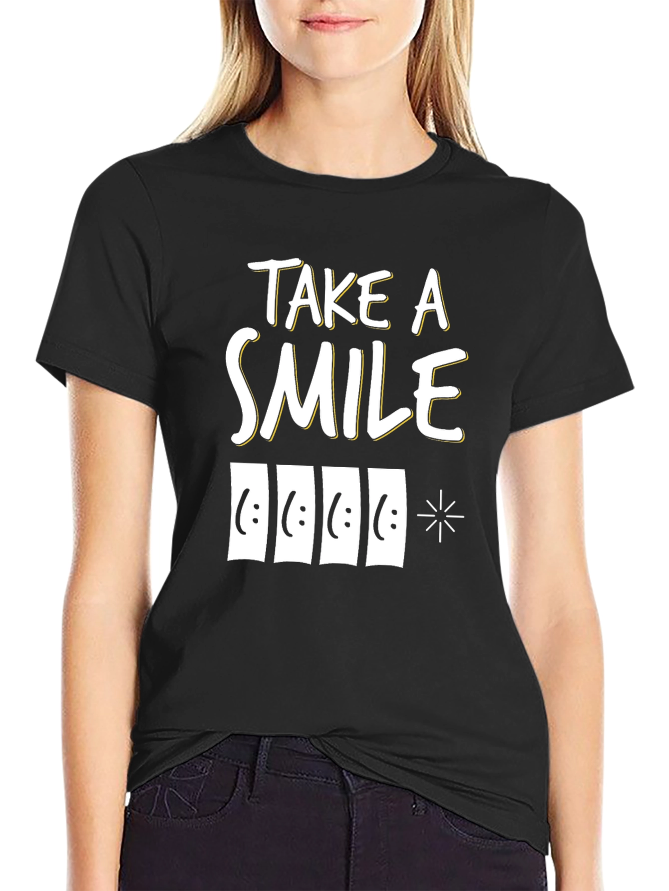 Take a Smile Graphic Tee - Unisex Black T-Shirt