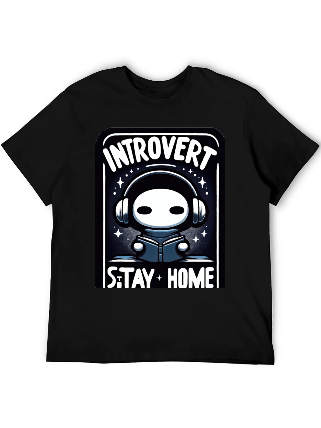 Introvert Stay Home T-Shirt - Black Graphic Tee
