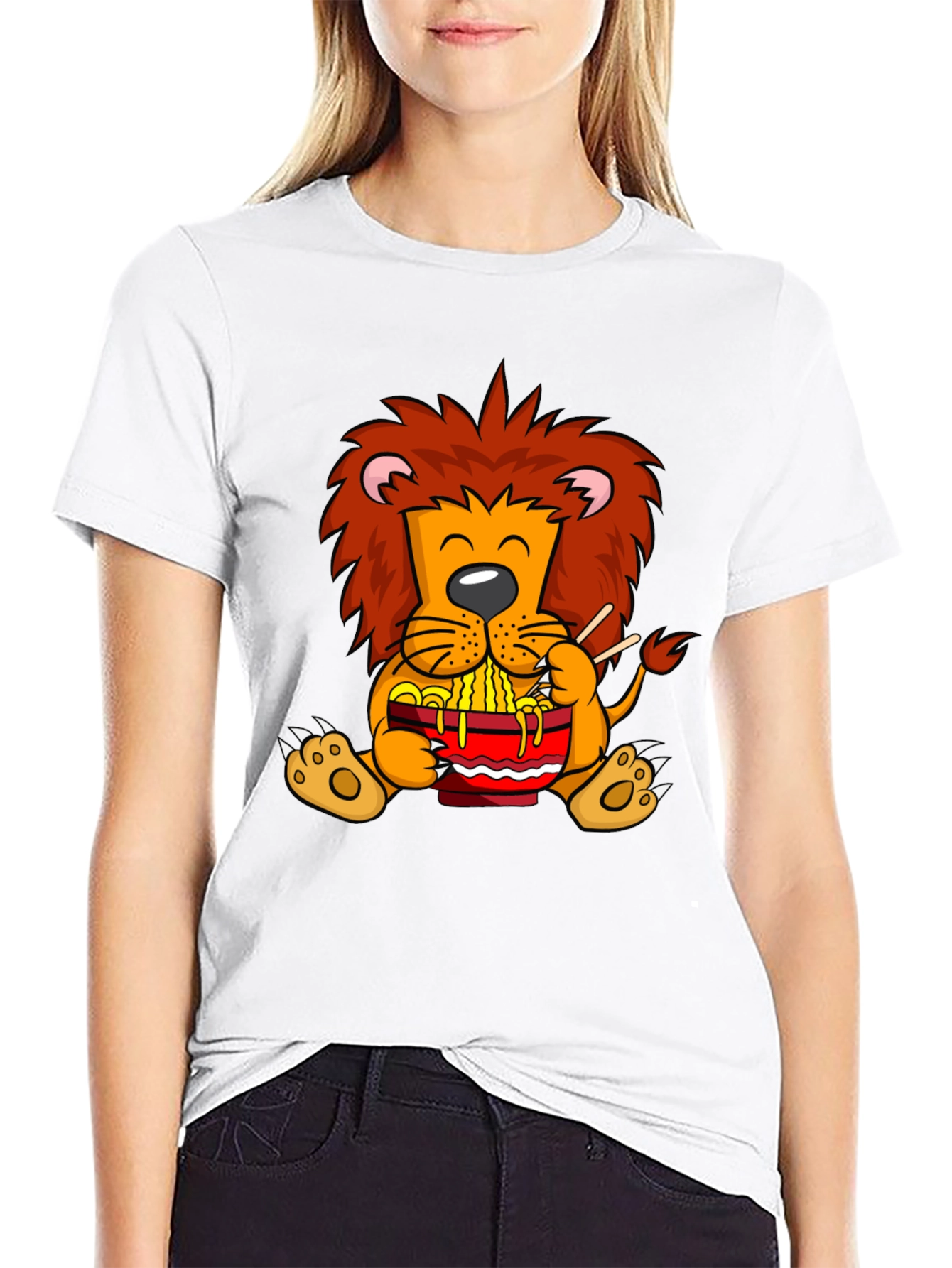 Lion Ramen T-Shirt - Cartoon Style