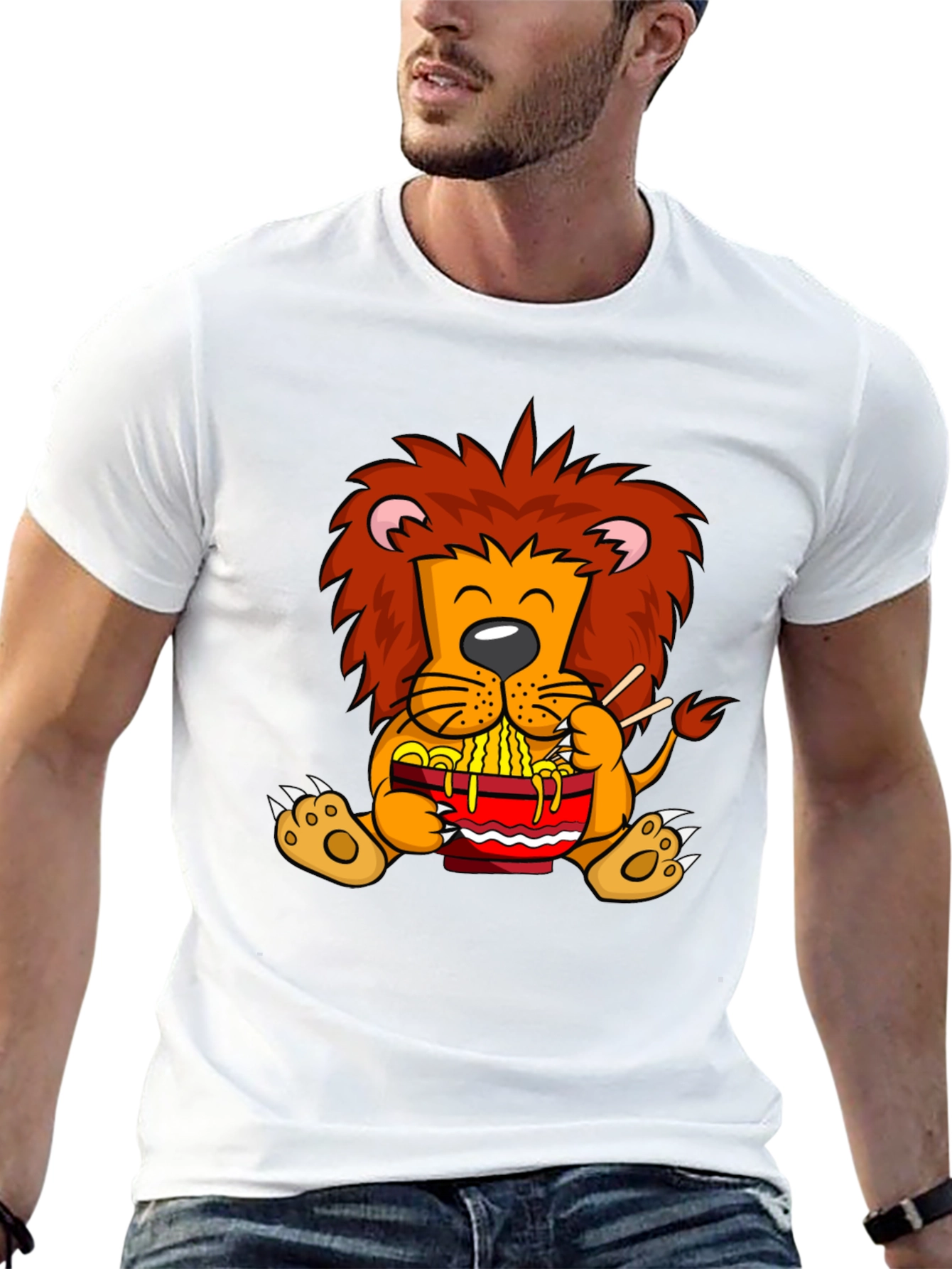 Lion Ramen T-Shirt - Cartoon Style