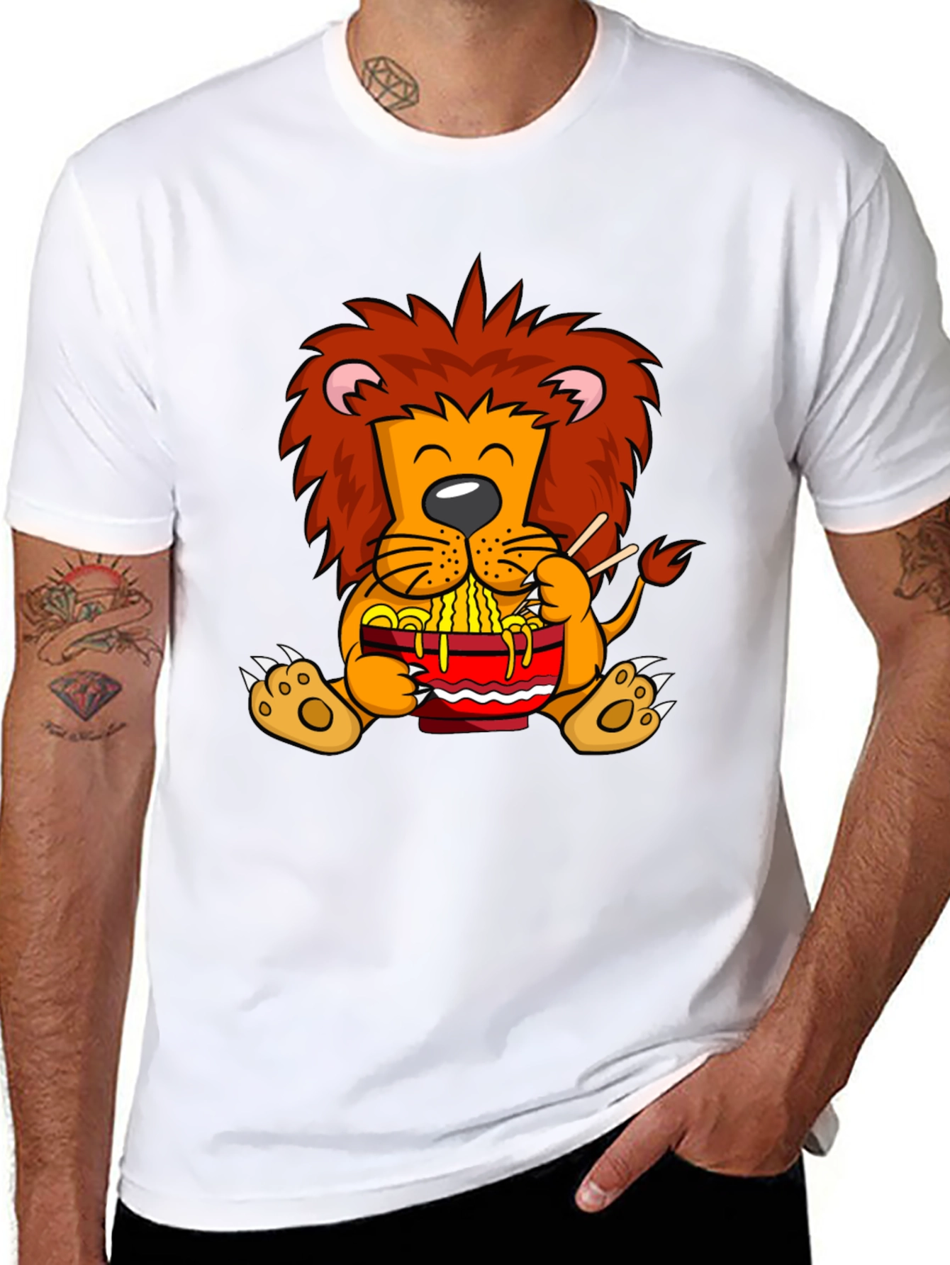 Lion Ramen T-Shirt - Cartoon Style