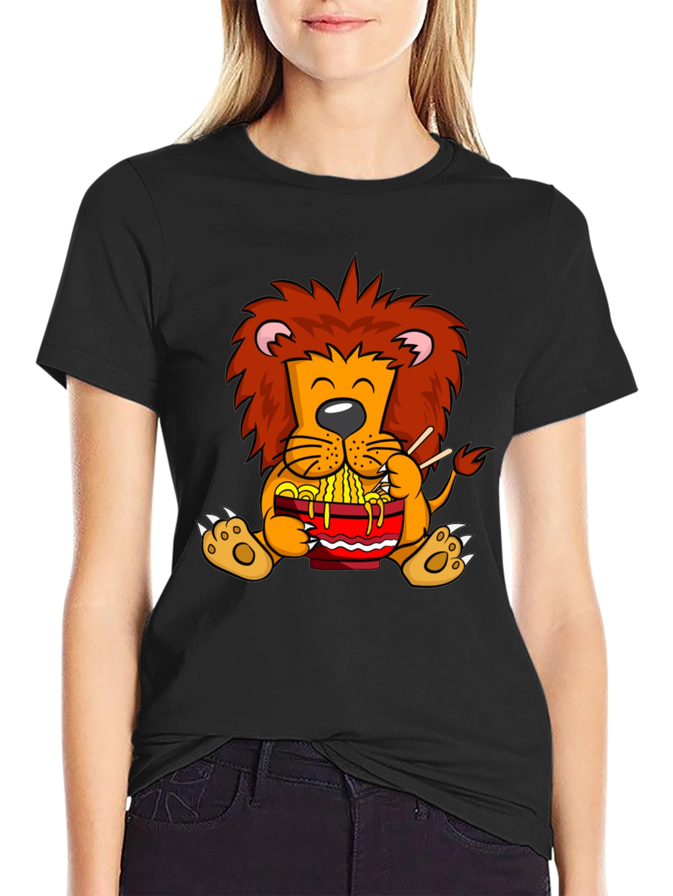 Lion Ramen T-Shirt - Cartoon Style