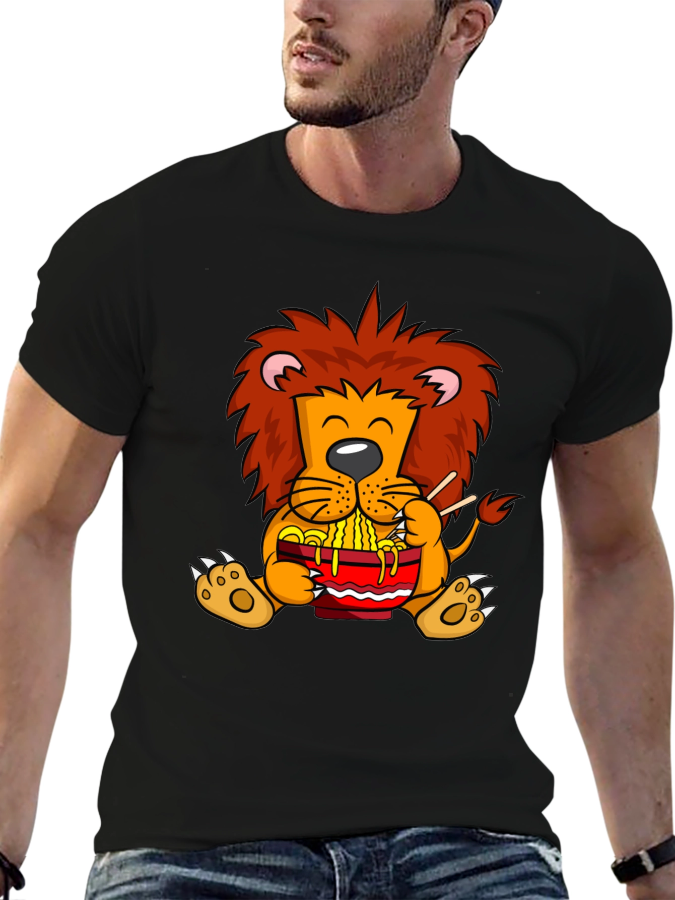 Lion Ramen T-Shirt - Cartoon Style