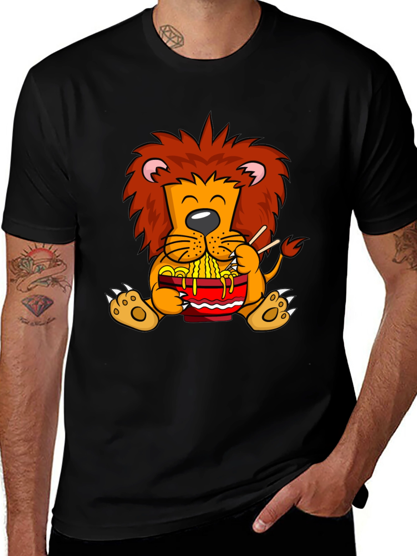 Lion Ramen T-Shirt - Cartoon Style