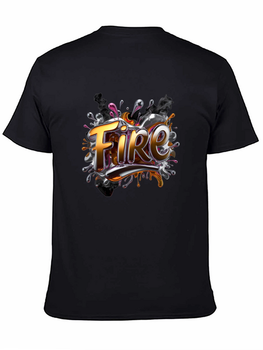 Fiery Design Black T-Shirt