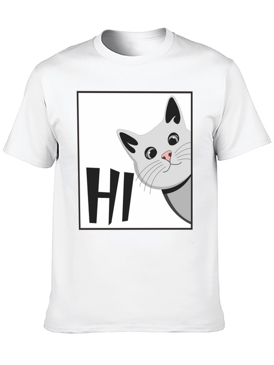 Peek-a-Boo Cat HI T-Shirt - Cute Feline Graphic Tee