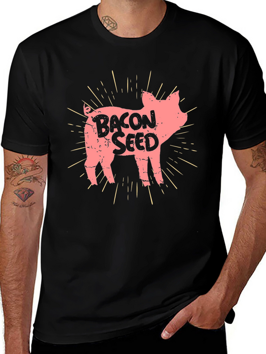 Bacon Seed Pig Graphic Tee - Unisex Black T-Shirt