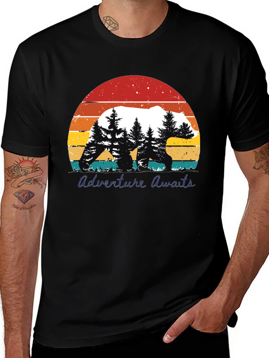 Adventure Awaits Bear Graphic T-Shirt
