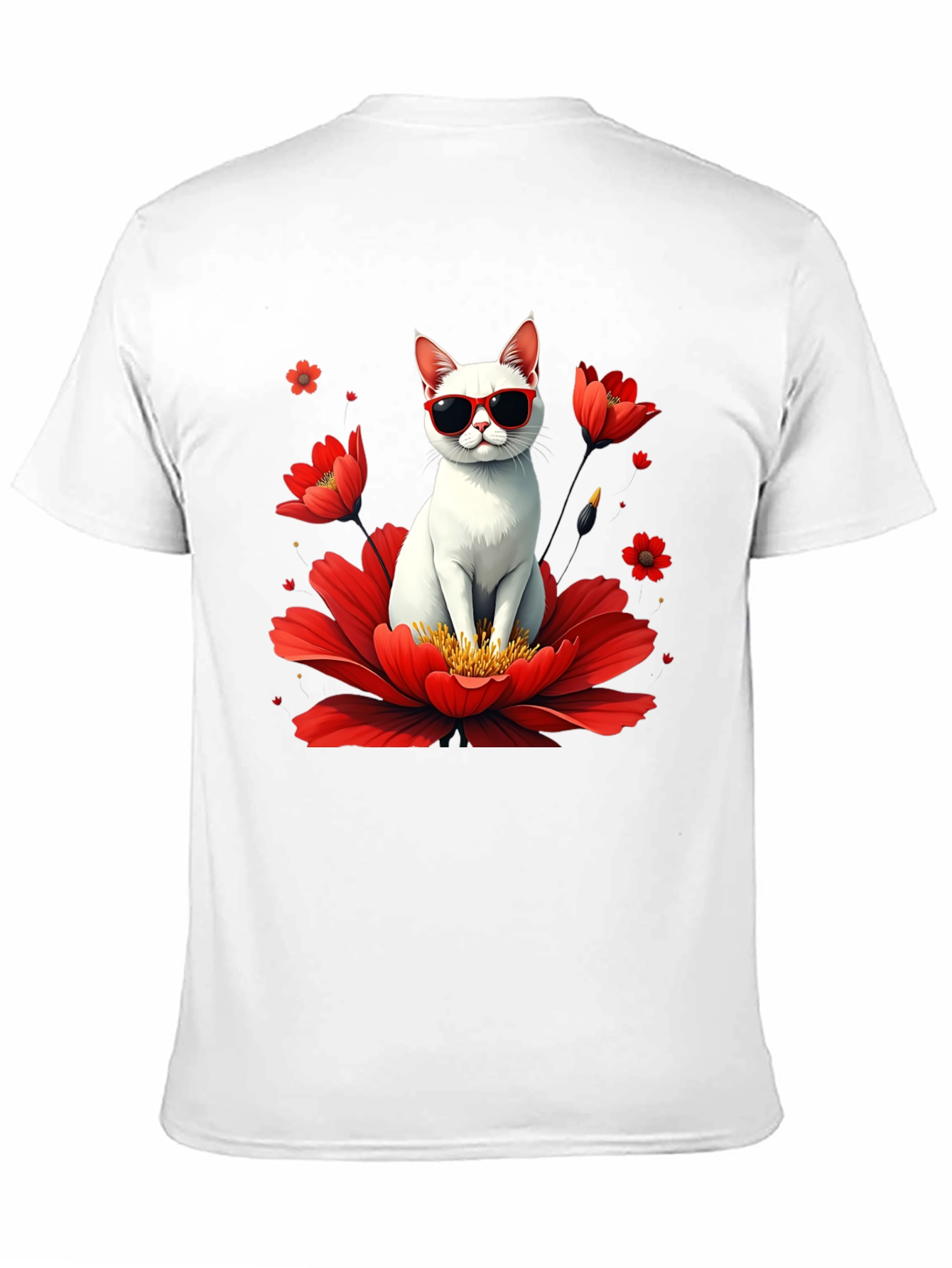 Cool Cat in Flower T-Shirt - Stylish & Fun